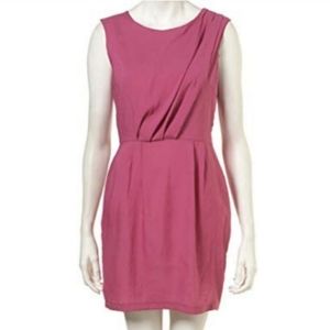 Topshop Twist Waist Dress Sleeveless Drapey Pleated Exposed Zip Fuchsia Pink 10